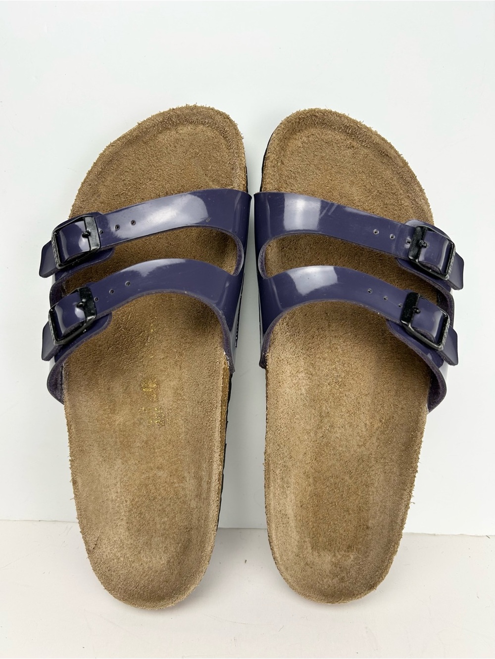 Birkenstock Ibiza Birko-Flor Purple Leather Two Strap Florida Sandals EU 39 US 8